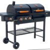 Gas & Charcoal Combination Barbecue Grill with Side Table