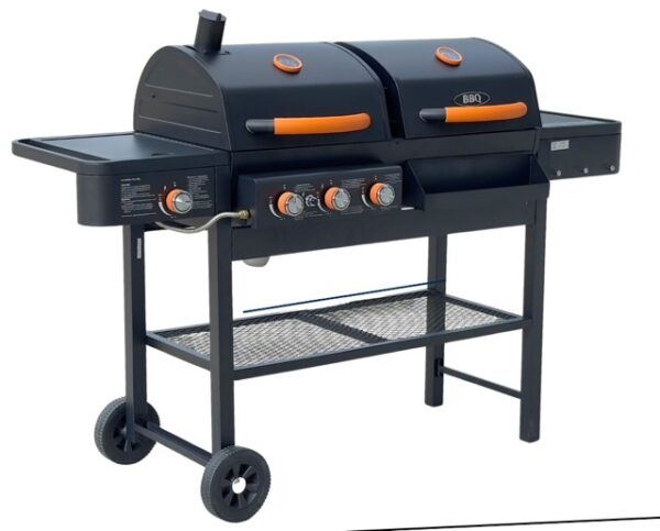 Gas & Charcoal Combination Barbecue Grill with Side Table