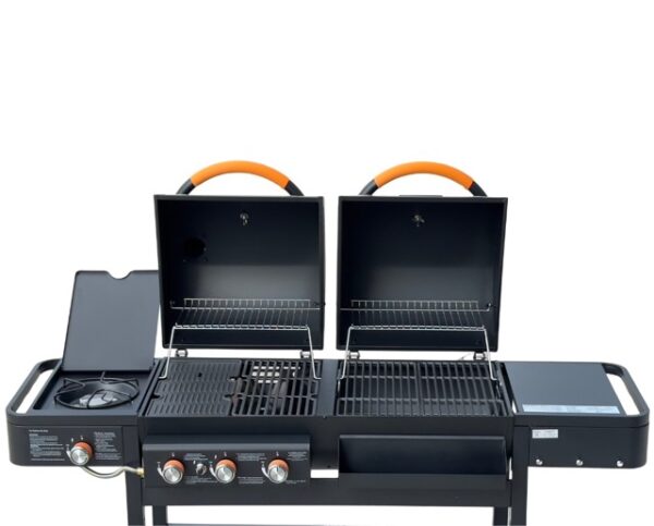 Gas & Charcoal Combination Barbecue Grill with Side Table